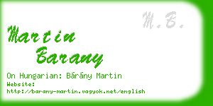martin barany business card