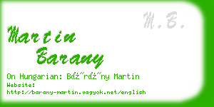 martin barany business card